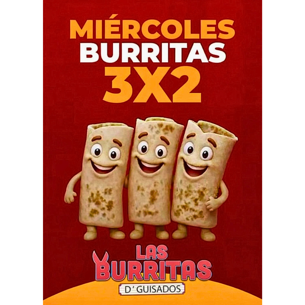 Miércoles de 3x2 en las burritas Aguascalientes