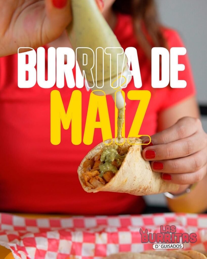 Burrita de guisado en tortill de maíz de Las Burritas Aguascalientes